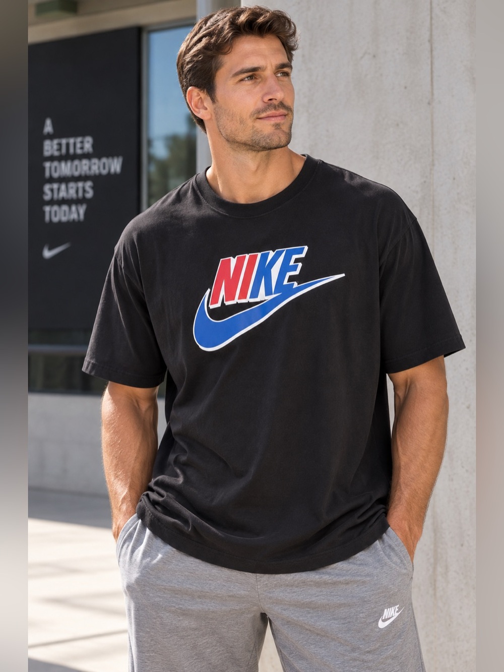 Nike Men’s XXL Black Logo Graphic T-Shirt 100% Cotton